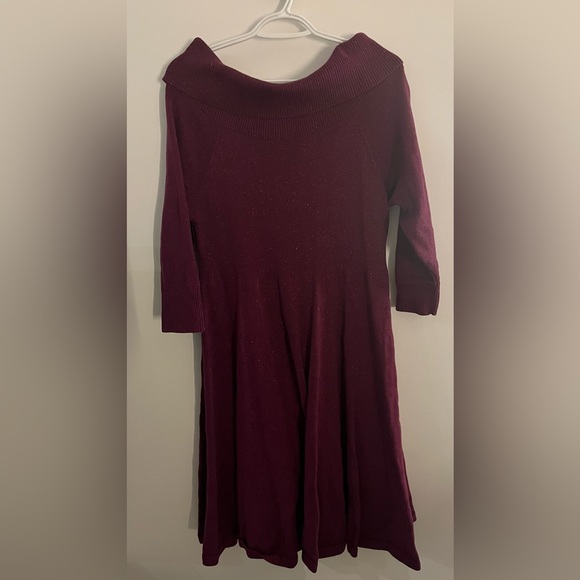 Off the shoulder purple with shimmer dress from torrid - Picture 3 of 6